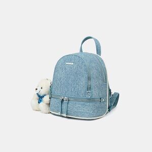 Juno Bali Bear Hug Blue Denim synthetic leather Mini Backpack